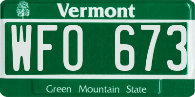 VT license plate WFO673