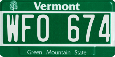 VT license plate WFO674