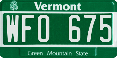 VT license plate WFO675