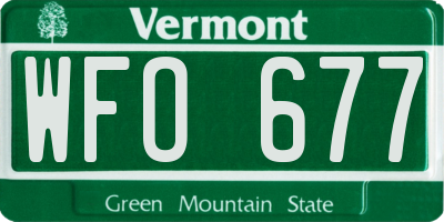 VT license plate WFO677
