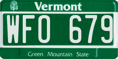 VT license plate WFO679