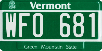 VT license plate WFO681