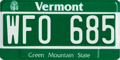 VT license plate WFO685
