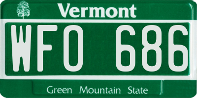 VT license plate WFO686