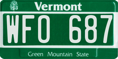 VT license plate WFO687