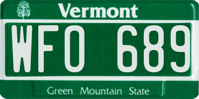VT license plate WFO689