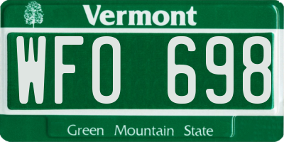 VT license plate WFO698