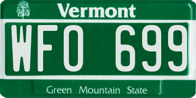 VT license plate WFO699