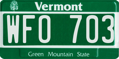 VT license plate WFO703