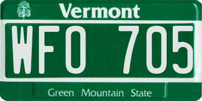 VT license plate WFO705