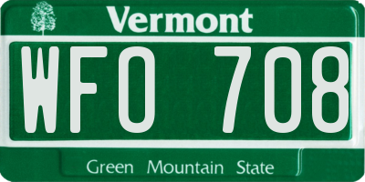 VT license plate WFO708