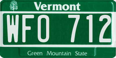 VT license plate WFO712