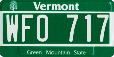 VT license plate WFO717
