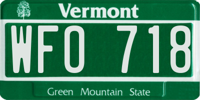 VT license plate WFO718