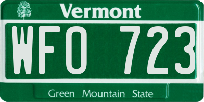 VT license plate WFO723