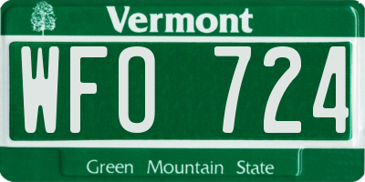 VT license plate WFO724