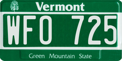 VT license plate WFO725