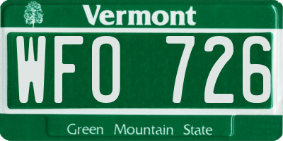 VT license plate WFO726