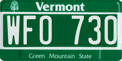 VT license plate WFO730