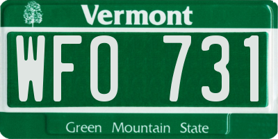 VT license plate WFO731