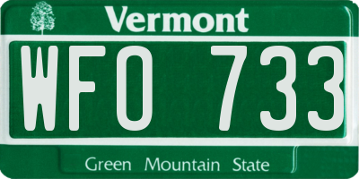 VT license plate WFO733