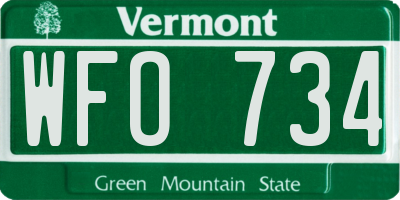 VT license plate WFO734
