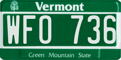VT license plate WFO736