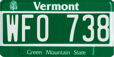 VT license plate WFO738