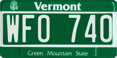 VT license plate WFO740