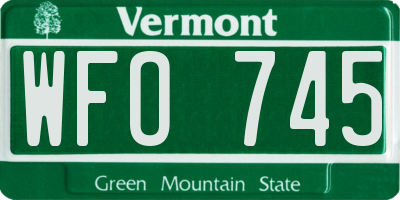 VT license plate WFO745