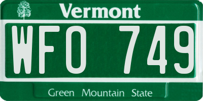 VT license plate WFO749