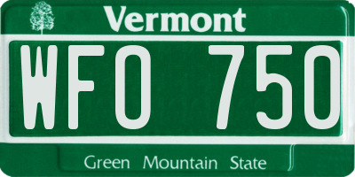 VT license plate WFO750