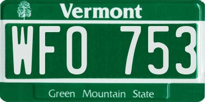 VT license plate WFO753