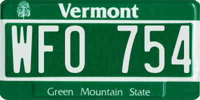 VT license plate WFO754
