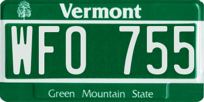 VT license plate WFO755