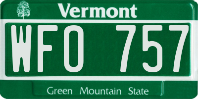 VT license plate WFO757