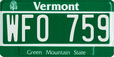 VT license plate WFO759