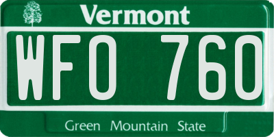 VT license plate WFO760
