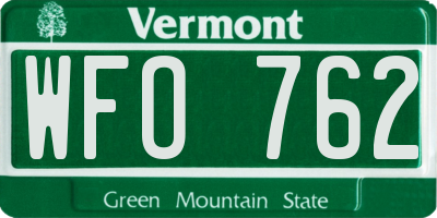 VT license plate WFO762