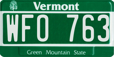 VT license plate WFO763