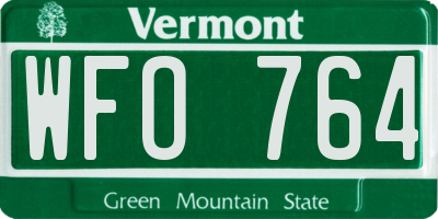 VT license plate WFO764