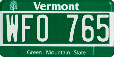 VT license plate WFO765