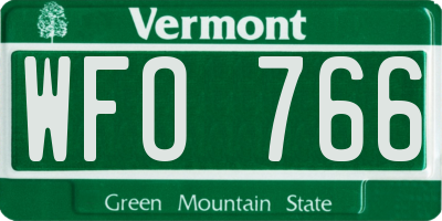 VT license plate WFO766