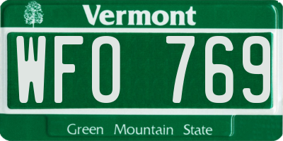 VT license plate WFO769