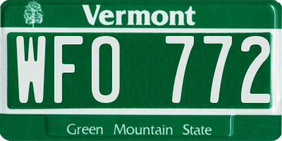 VT license plate WFO772