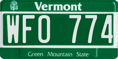 VT license plate WFO774