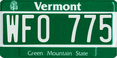 VT license plate WFO775