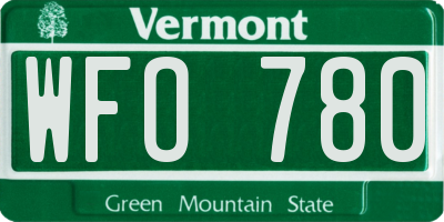 VT license plate WFO780