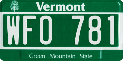 VT license plate WFO781