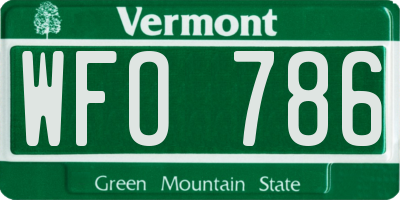 VT license plate WFO786